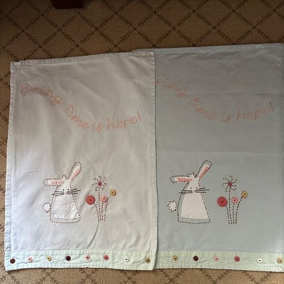 Sur La Table Easter Embroidered Appliqué Cotton Tea Towels set of 3 NWT - Picture 11 of 16